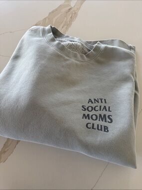 Anti Social Moms Club Logo Sweatshirt - Sage Green Hubs & Hers Brand